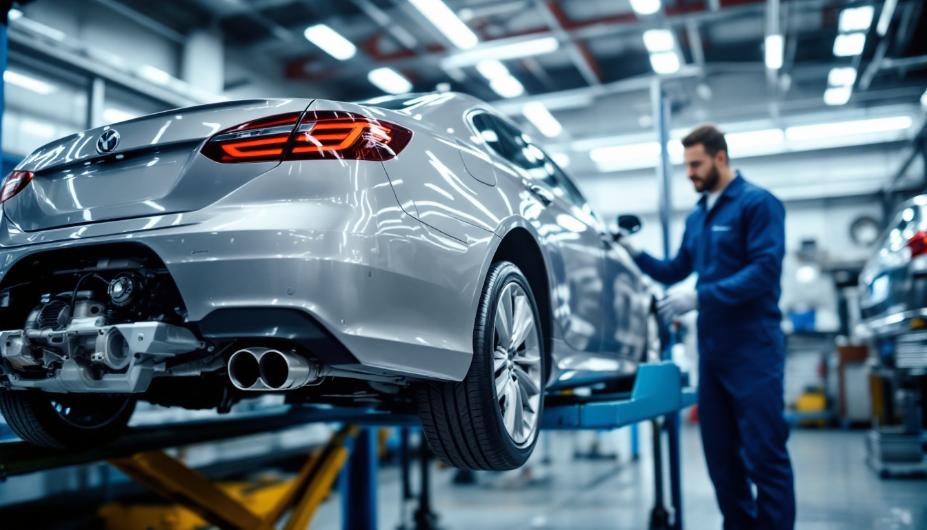 중고차 리프트 점검으로 하부 상태를 확인하는 모습