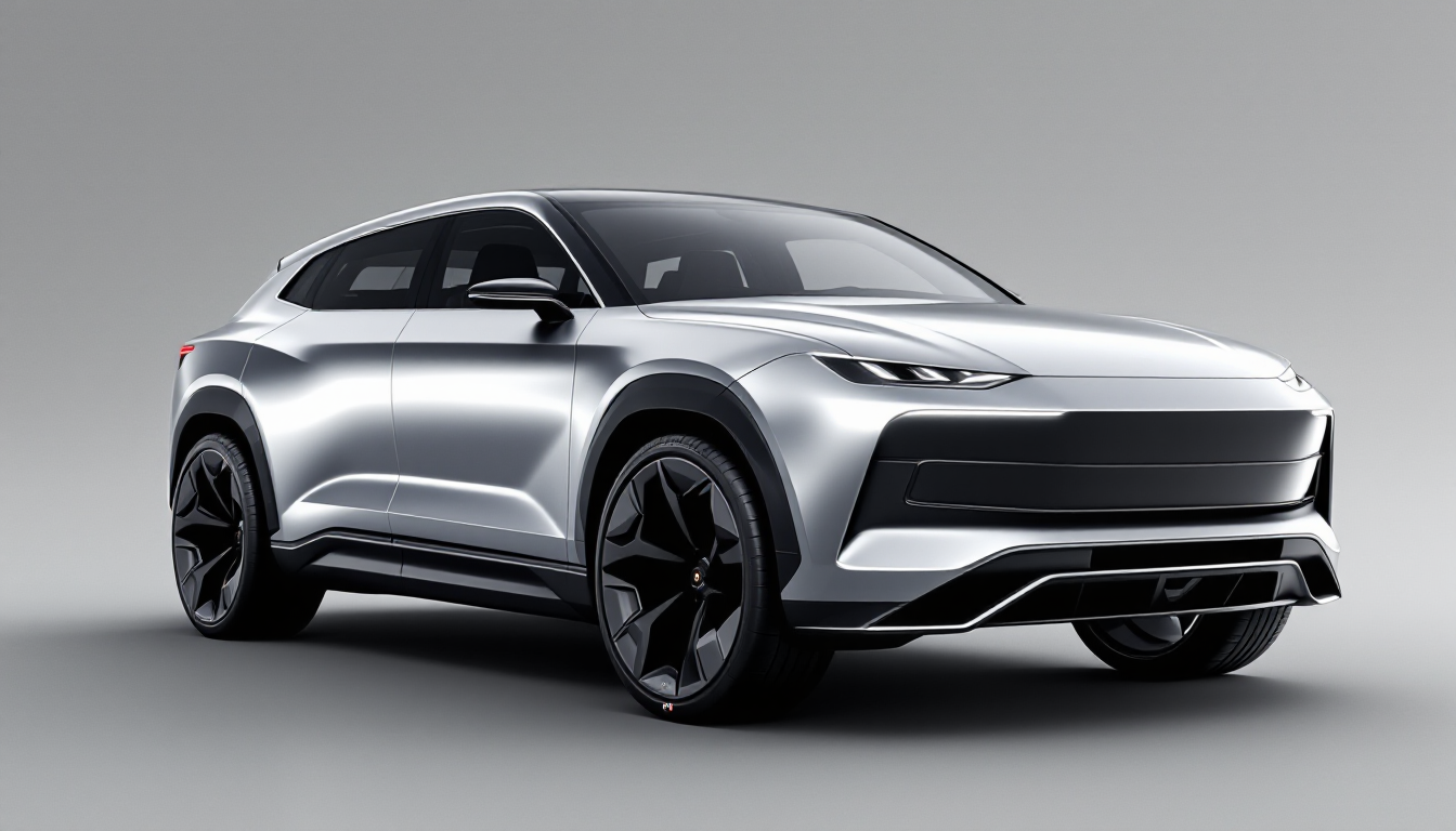 포르쉐 카이엔 EV를 연상시키는 고급 전기 SUV 실사 이미지