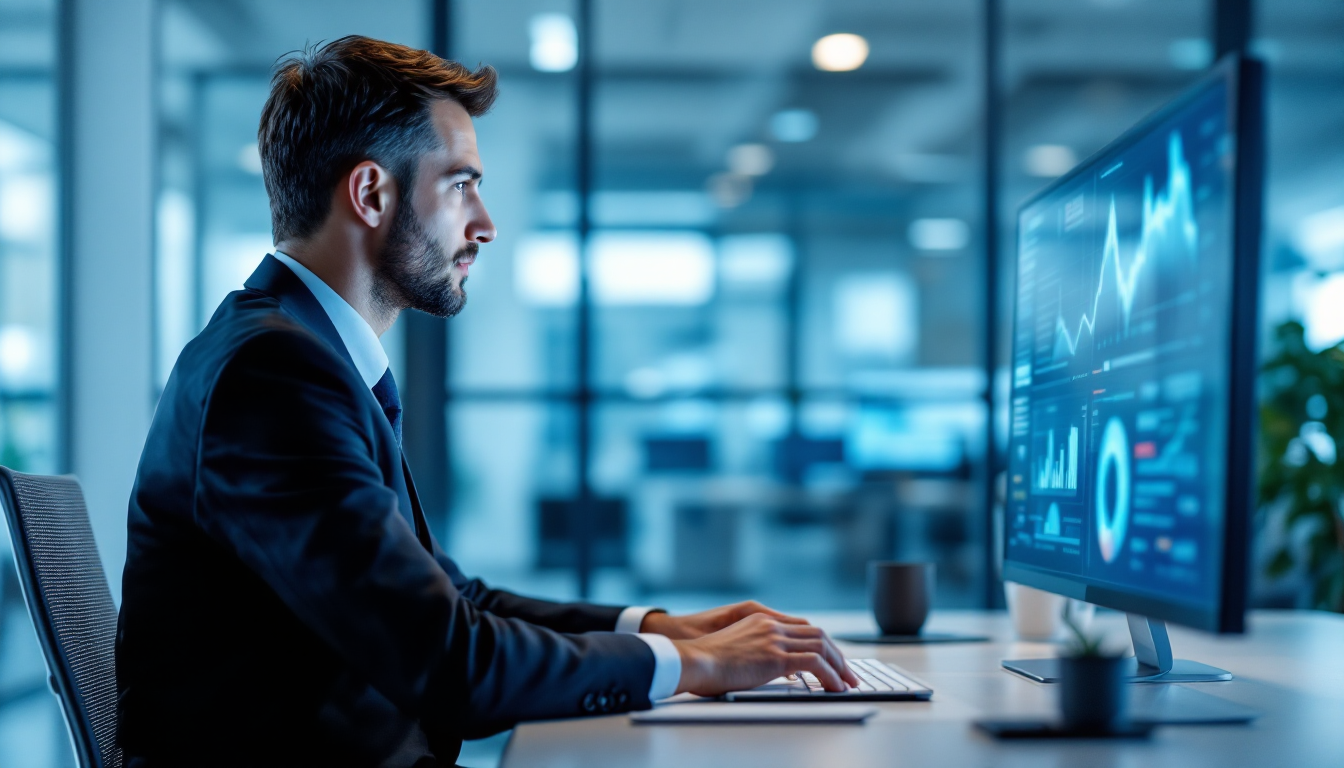 AI 기술을 활용하는 중간관리자의 모습